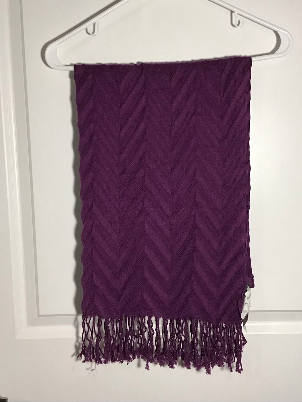 dressbarn Plum Chevron Fringe Scarf Wrap